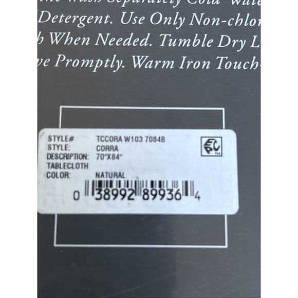 NEW Waterford Linens Corra Tablecloth Oblong 70" x 84" Natural Linen Cotton - Picture 3 of 8